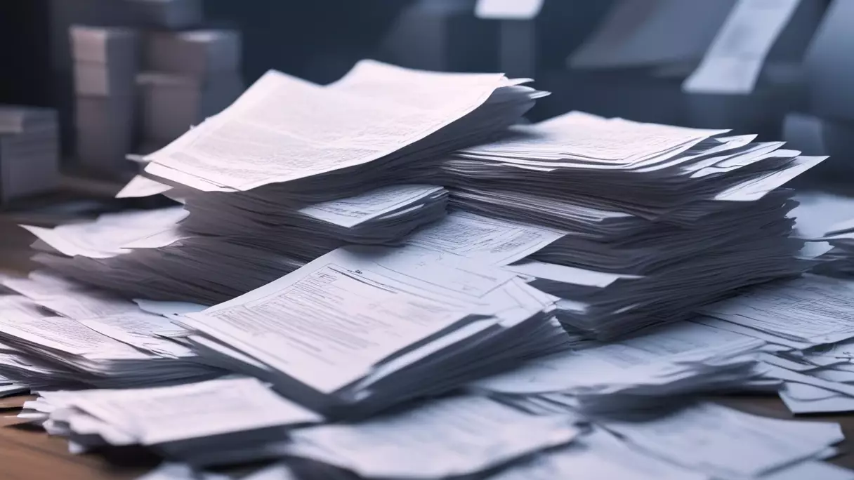 A pile of intellectual property documents on a table