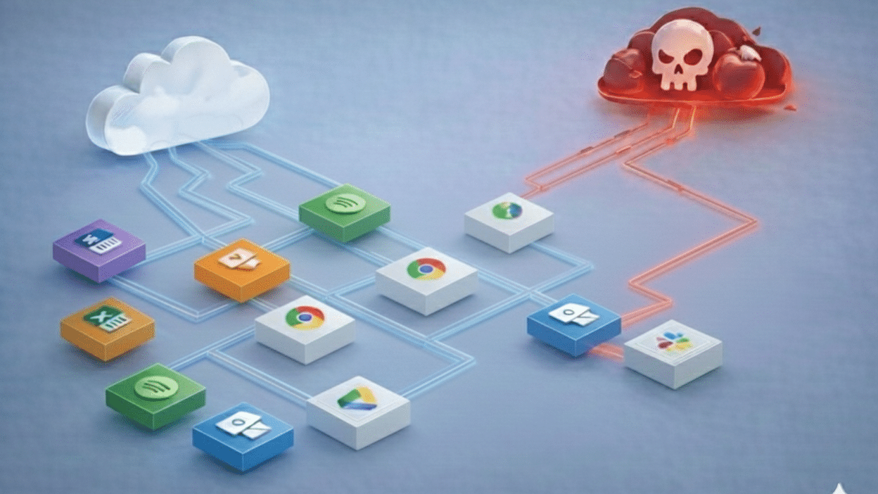 Data flows from business applications being redirected to attacker-controlled infrastructure